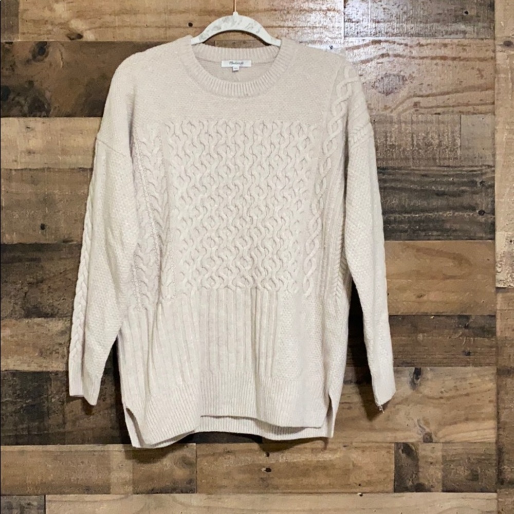 MADEWELL Patchwork Cable Knit Tunic Sweater - Picture 2 of 10